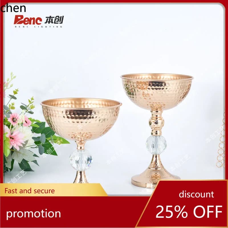 YFY Fruit plate with high iron feet, candy box, main table flower pot for weddings, snack dish and melon seeds, sitting table dish