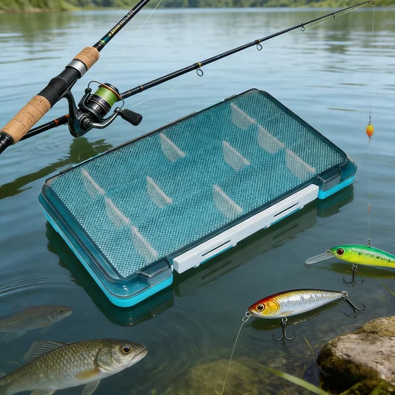 Fishing equipment box Portable and waterproof bait case with adjustable compartments
