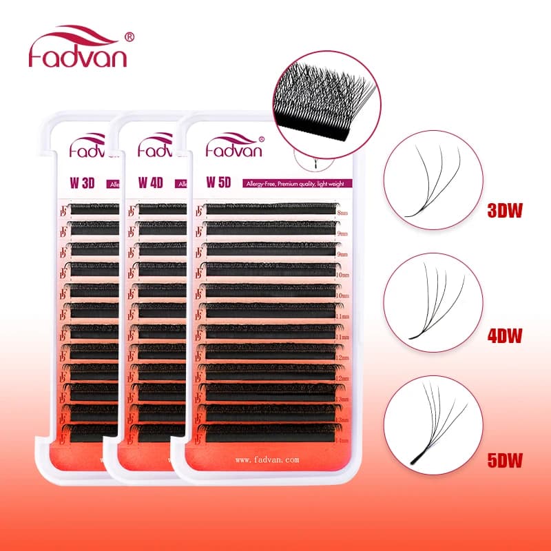 FADVAN 8-12/8-14mm Eyelashes W 3D 4D 5D Eyelash Extension W Shape C/D Curl Novelty Hybrid Volume Make-up Faux Mink Lashed