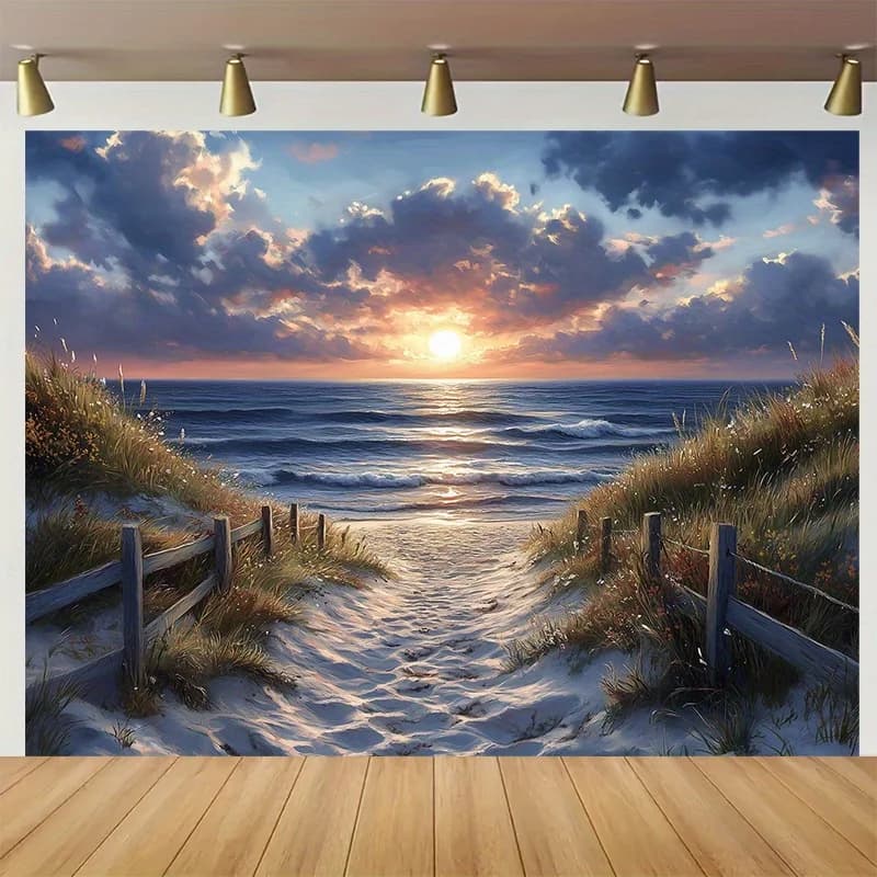 Aesthetic Coastal Sunrise Seascape Tapestry Wall Hanging Beach Ocean View Art Decor for Living Room Bedroom Home Decoration Bohe