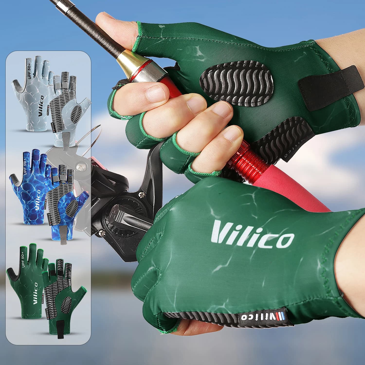 Outdoor Cycling Fishing Gloves,Half Finger Non Stick Bait Fishing,Wear-Resistant And Anti Slip Gym Gloves