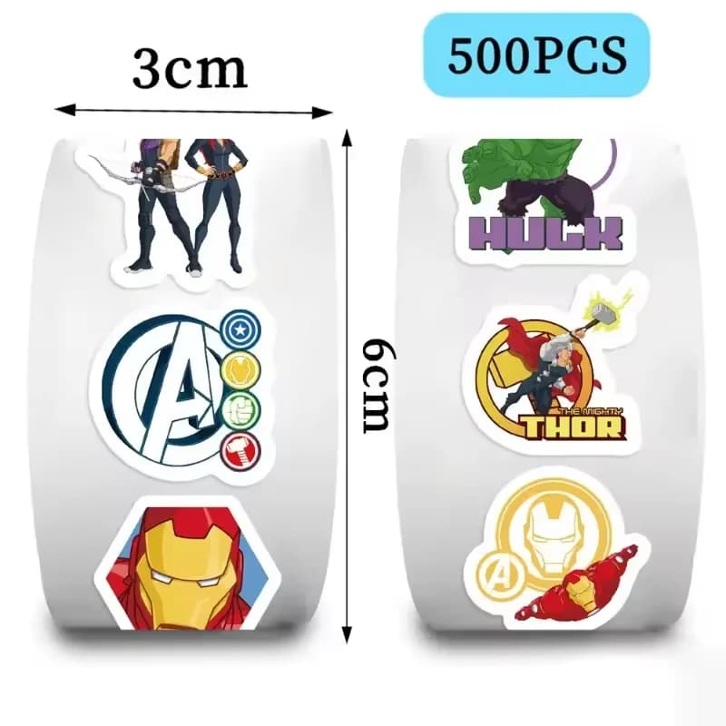 500 pcs/rotole Disney Cartoon Avengers Marvel Catering FAI Wall decal PVC Decalcomanie Laptop Decorating Stiker Recompensation Gift Toys Kawaii