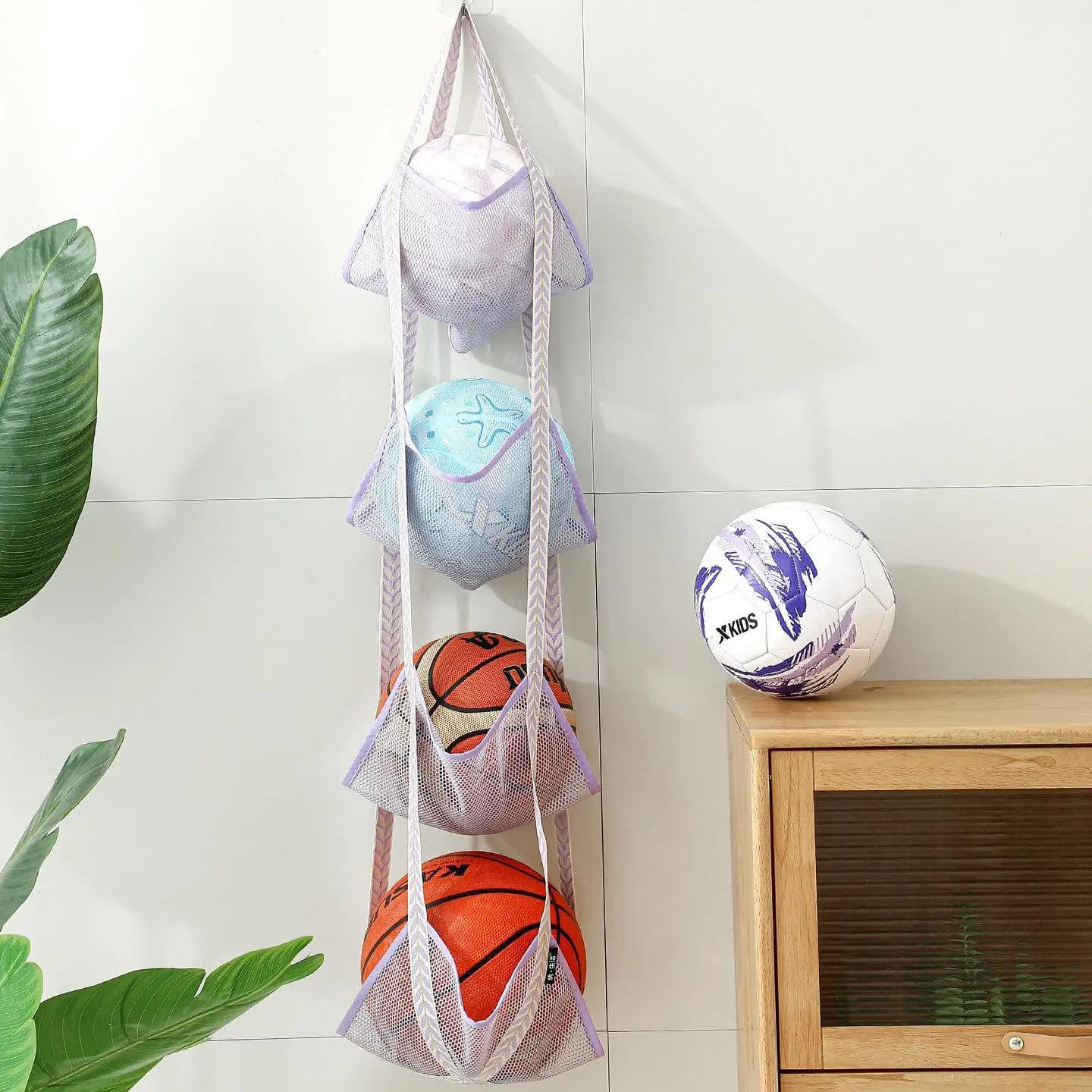 Sports Equipment Storage Rack Home Basketball And Football Hanging Bag Organizer Sports Gear Storage Shelf Utility Item