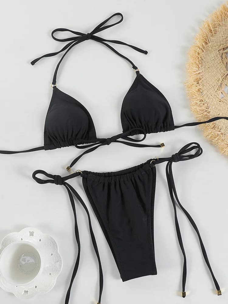 Triangle Bikini Set Sexy Swimwear 2024 Swimsuit Woman Bandage Bathing Suits Brazilian Women's Beach Bikini