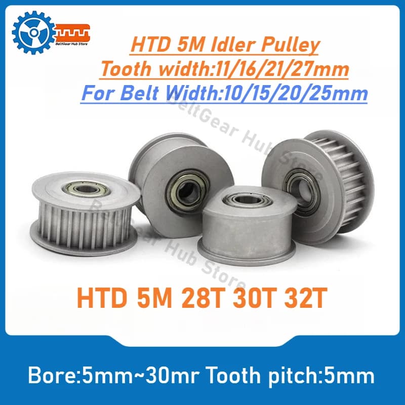 Puleggia tenditrice dentata HTD 5M 28T 30T 32T applicabile a router CNC, stampante 3D, incisore laser, sistema di trasporto a nastro, foro da 5 mm