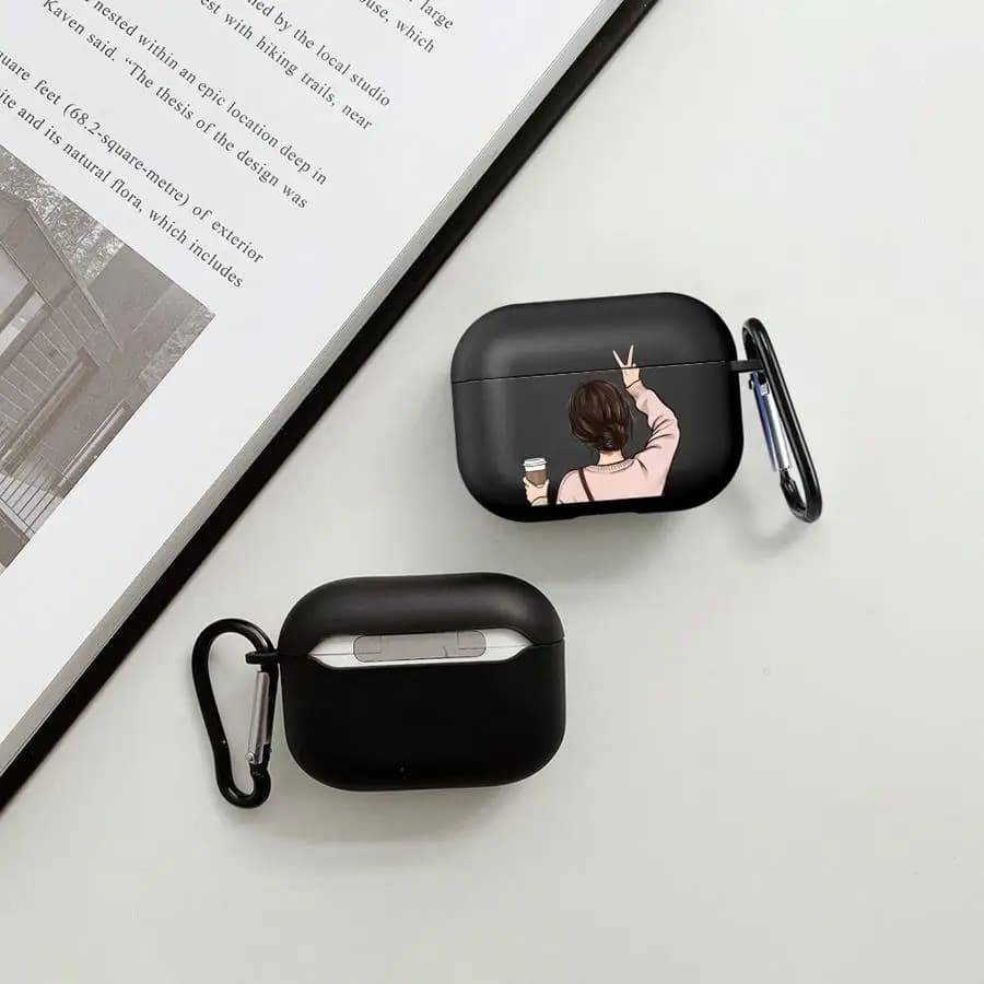 Custodia per auricolari Airpods 2 Pro3 1 3 Pro 4 Pro2 con design Cartoon Urban Women Coffee