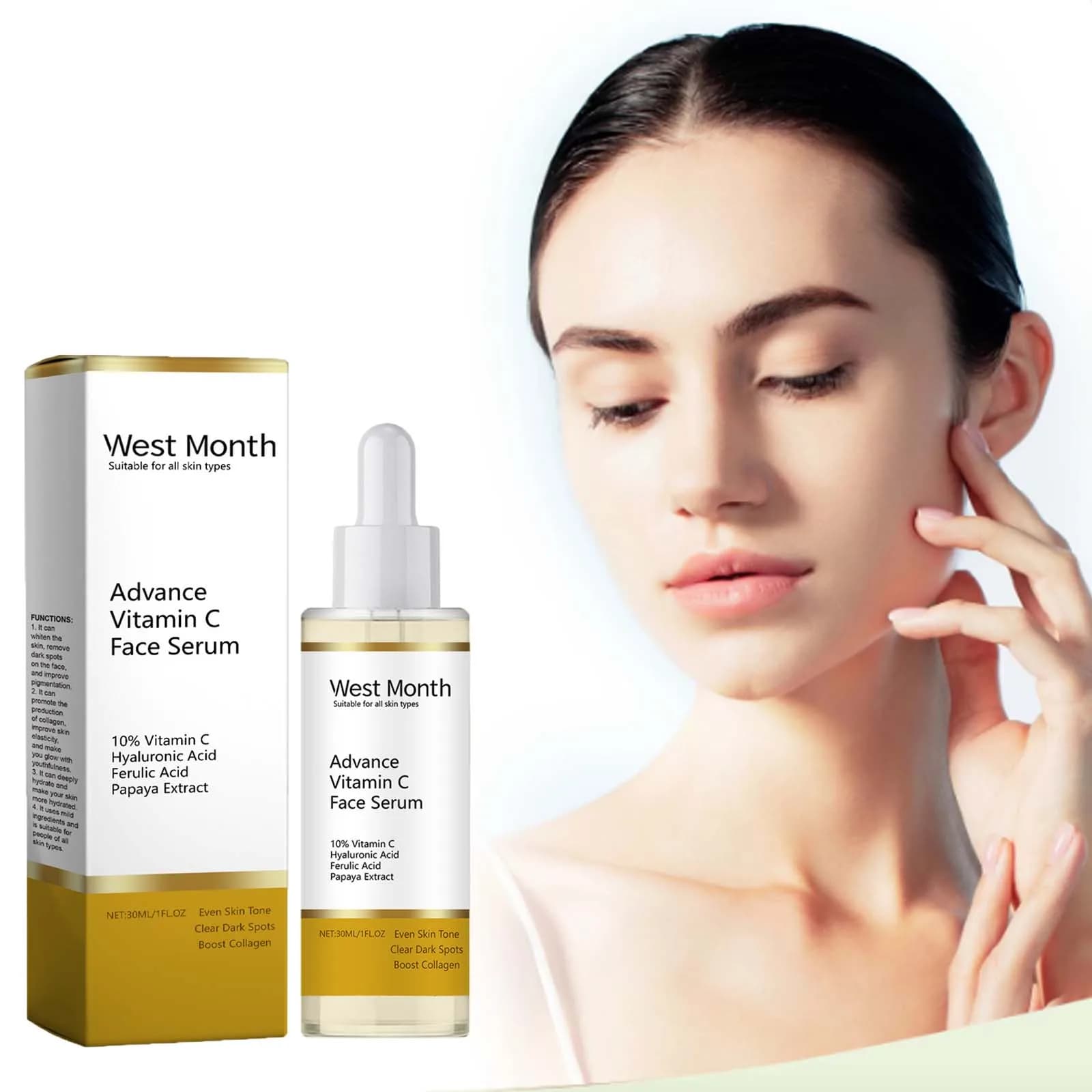 Advance Siero viso alla vitamina C Correttore macchie scure Schiarente la pelle del viso Anche il tono della pelle Idratante Levigante Essenza Bellezza