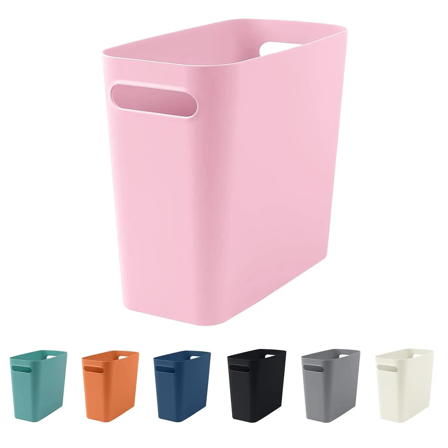 Small Pink Trash Can 1.8 Gallon Plastic Wastebasket for Narrow Spaces Bathroom Laundry Room Kitchen Office Kids Room