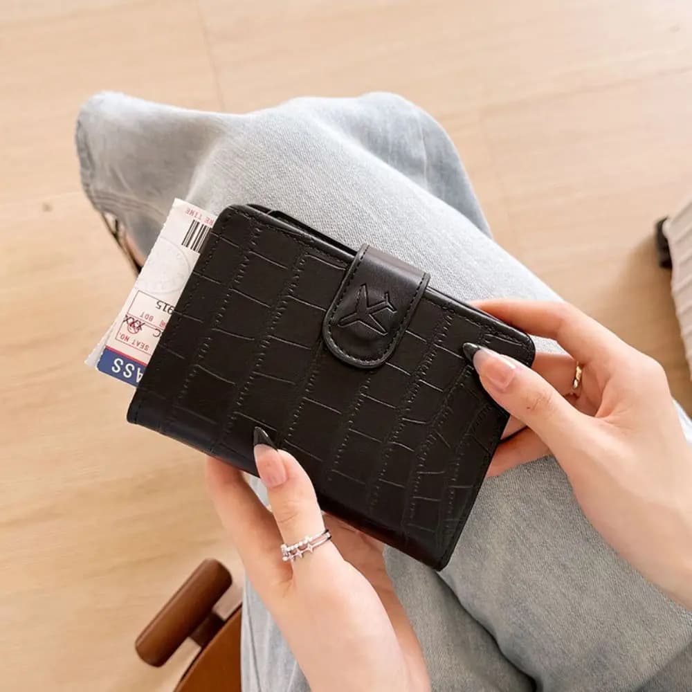 Borsa Porta Passaporto RFID Antifurto in PU, Porta Documenti Multifunzionale per Check-in Aereo, Porta Biglietti, Clip per Passaporto da Donna