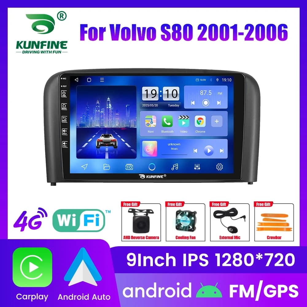 Autoradio Android per Volvo S80 2001-2006, stereo 2Din Octa Core con navigatore GPS, schermo IPS, Carplay e Android Auto