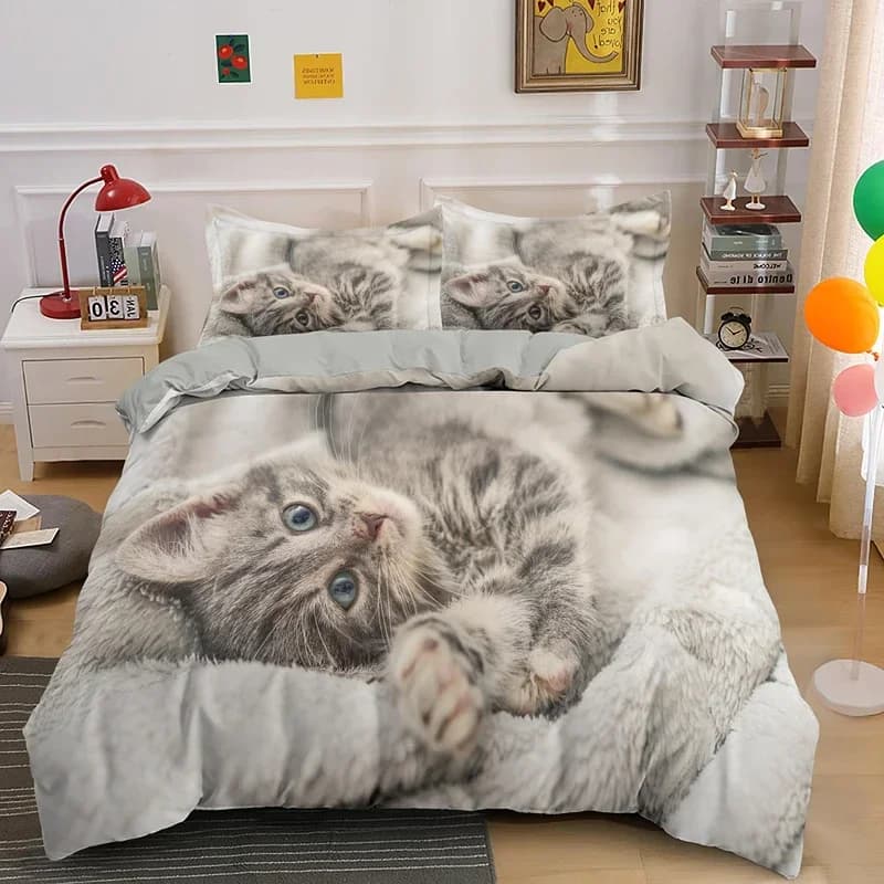 3 pezzi set biancheria da letto stampata su un solo lato trapunta divertente simpatico piumino per animali domestici copripiumini cuscini copriletti comodi per bambini adolescenti