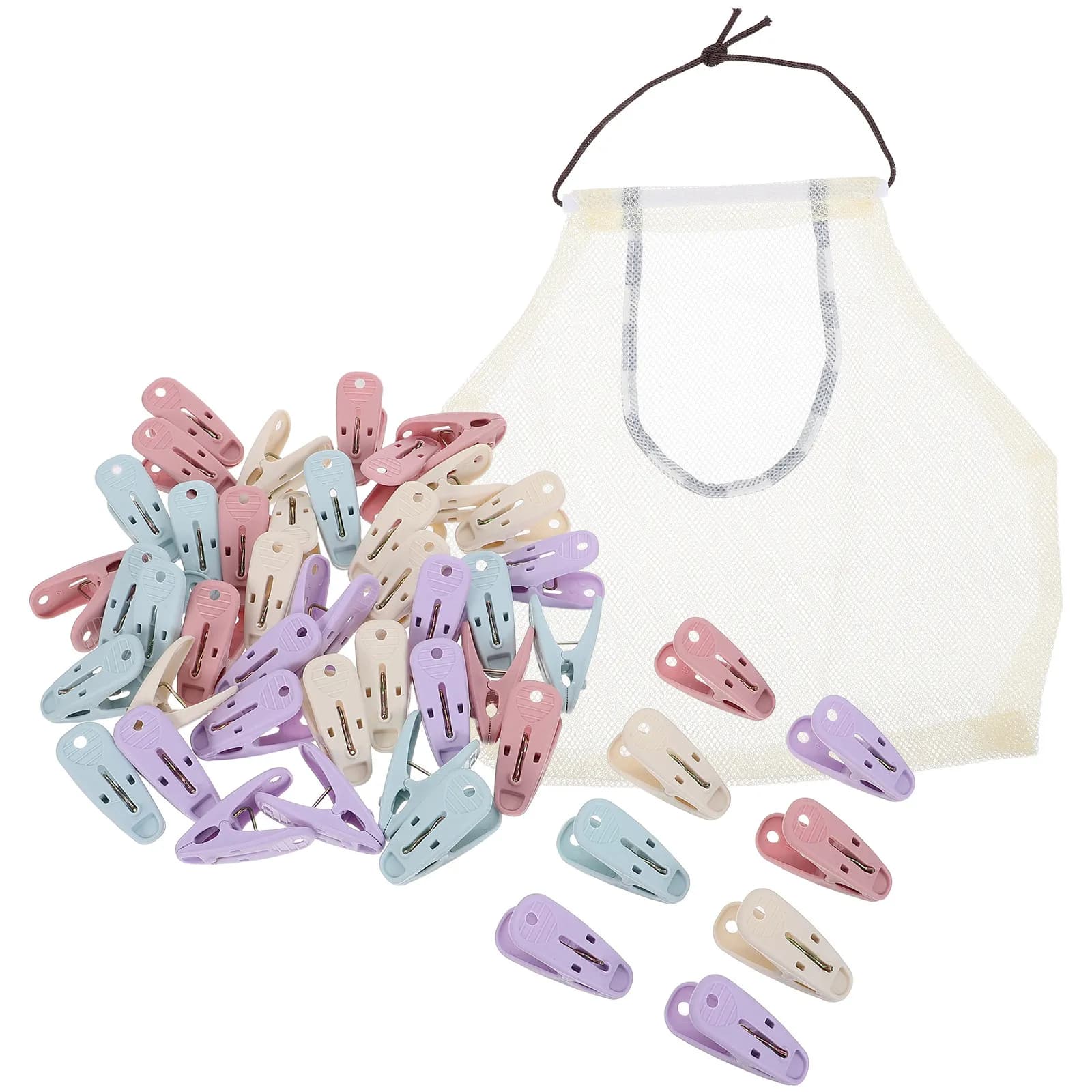 40Pcs Heavy Duty Clothes Pins Clips Plastic Non Slip Laundry Pegs Mesh Bag Holder for Clothesline Drying Towels Crafts Picture