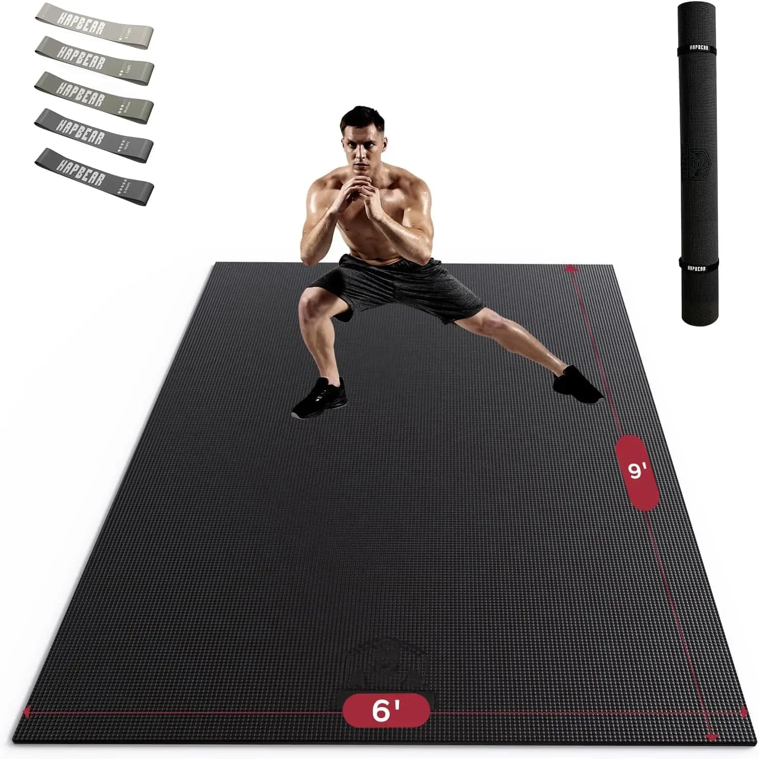 Extra Large Exercise Mat 7'x5'/6'x8'/9'x6', Anti-slip, Resistant, 8mm Thickness for Home Gym, Yoga and Fitness