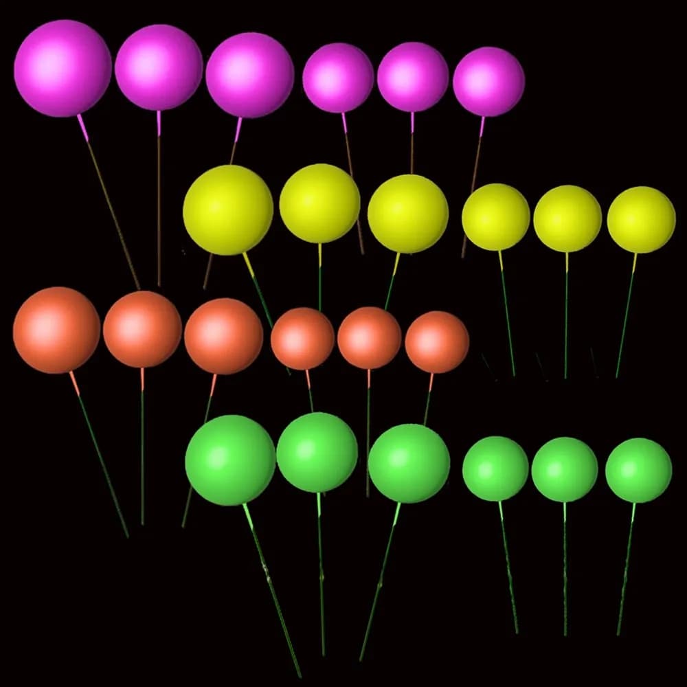 6pcs Glow Party Ball Cake Topper Decor Neon Party Mini Balloons Cake Toppers Foam Balls Cake Decor for Birthday Wedding Decors