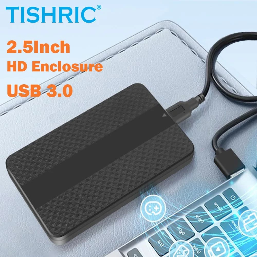 Custodia per disco rigido esterno TISHRIC Custodia SSD da 2,5 pollici per disco rigido SATA a USB3.0 Custodia esterna per PC da gioco Laptop PS5 PS4