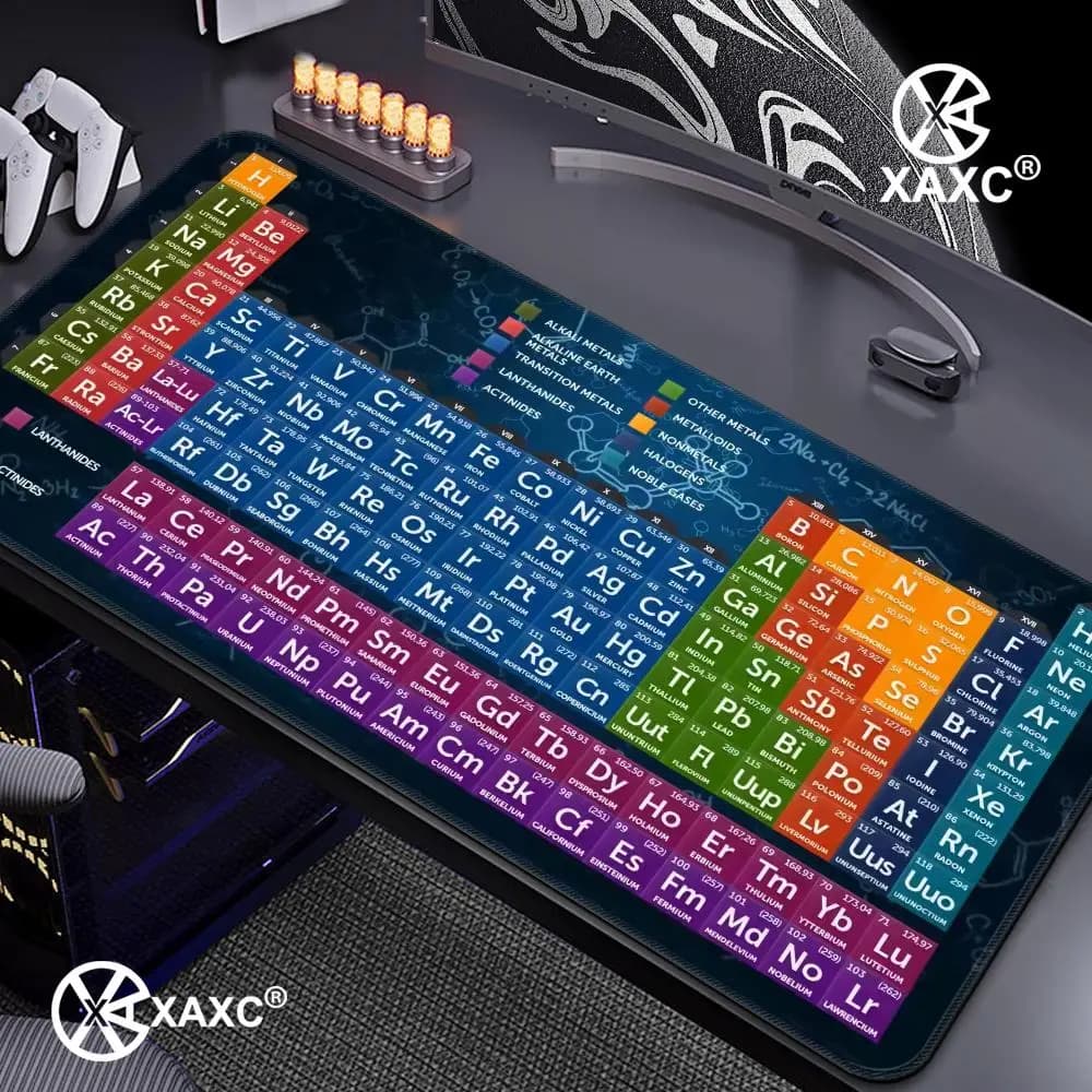 Tappetino per mouse da gioco 900x400, grande, con tabella periodica degli elementi chimici, tappetino per mouse XXL antiscivolo, tappetino per tastiera da gioco, tappetino da scrivania per PC