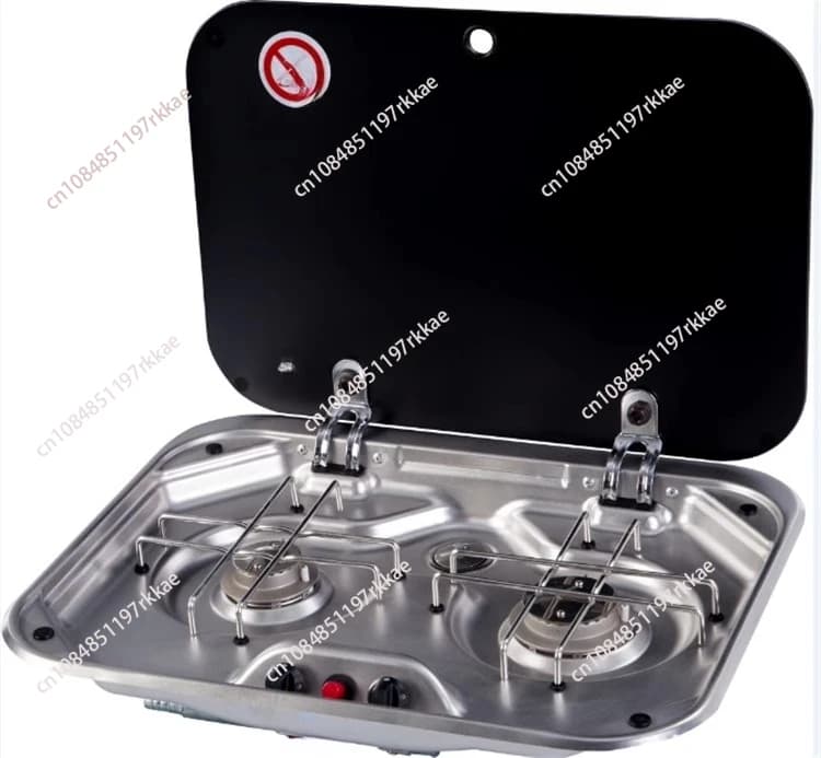 Cucina per camper da campeggio per camper da esterno Strumenti per stufa a doppia testa in acciaio inossidabile Copertura in vetro temperato 2 * 1.35KW Accessori per auto da campeggio