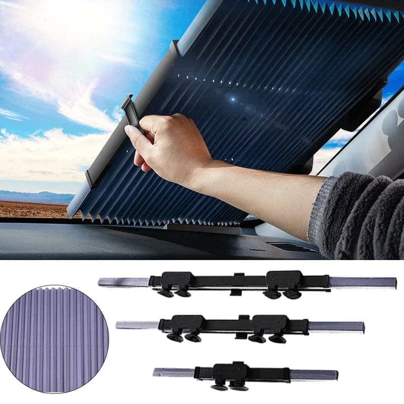 Parabrezza per auto Tenda parasole Set retrattile Lunotto anteriore posteriore Protezione parasole Pellicola riflettente UV Coperture per visiera parasole automatica