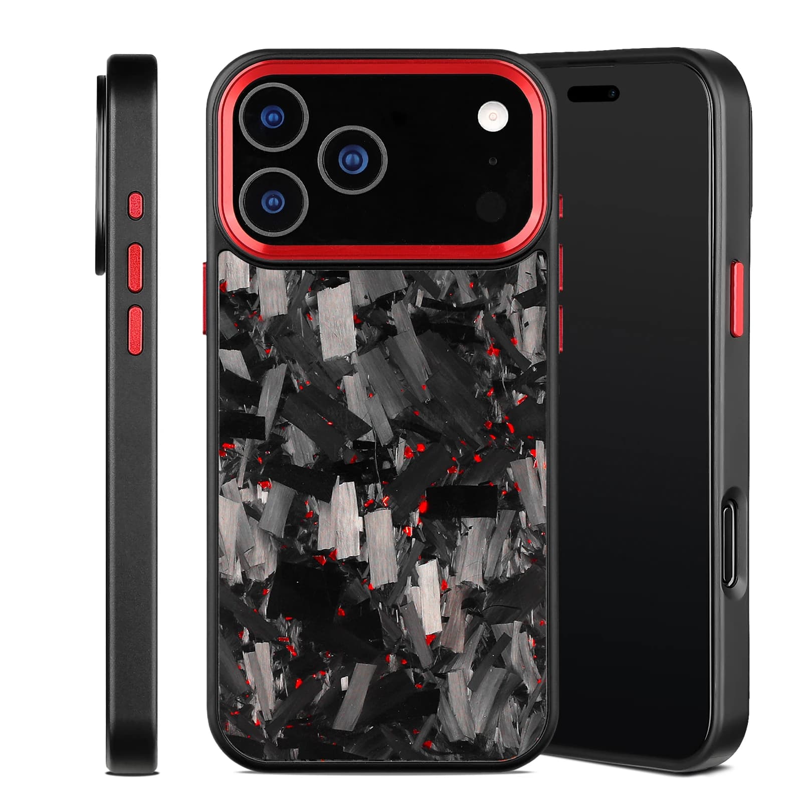 100%Carbon Fiber Armor Case for iPhone 17 16 15 14 13 12Pro Max /Pro Metal Frame Wireless Charging Forged Fiber Protective Cover