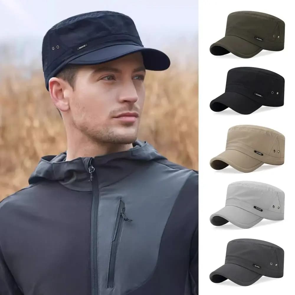 Cappello da Baseball Anti-UV Primaverile ed Estivo, Traspirante, Casual, con Visiera Piatta, Regolabile, Cappello da Sole per Uomo