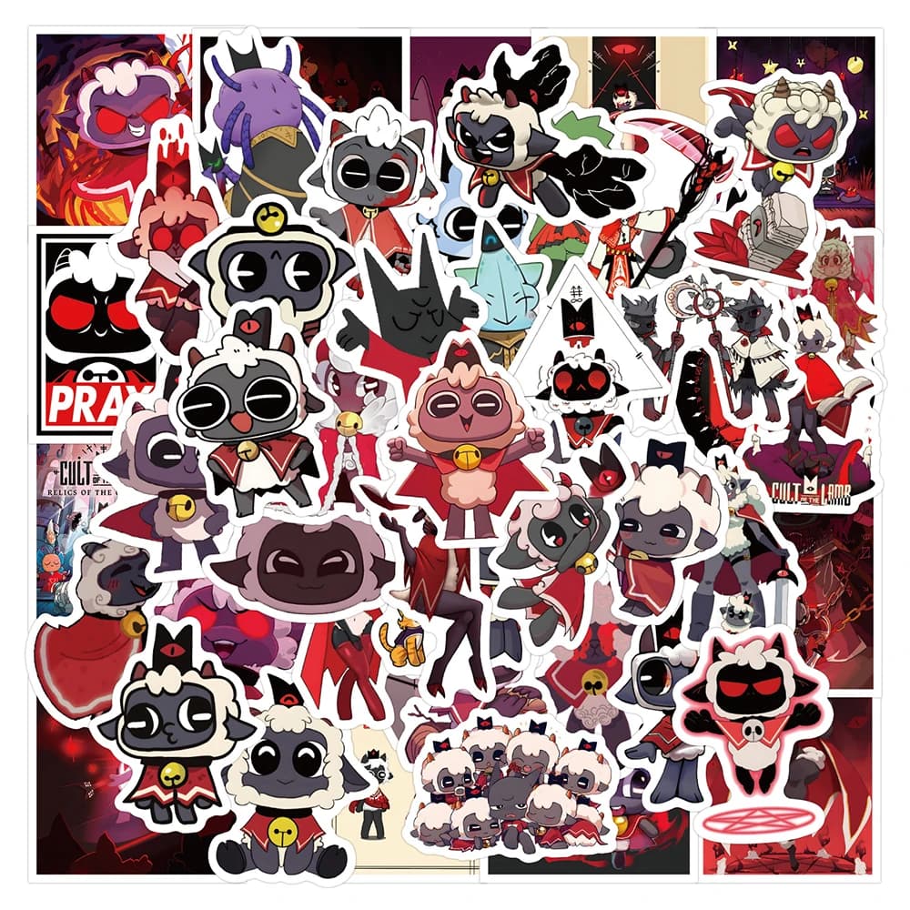 10/30/50/120pcs Gioco Cult of The Lamb Cartoon Adesivi Divertente Anime Decal Toy FAI DA TE Moto Auto Notebook Adesivo Impermeabile Regalo