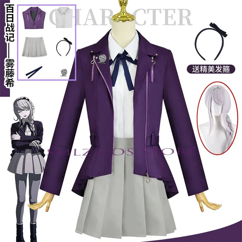 Costume Cosplay Kirifuji Nozomi - Uniforme Scolastica dell'Accademia dell'Ultima Difesa The Hundred Line - Parrucca e Completo per Feste Donna
