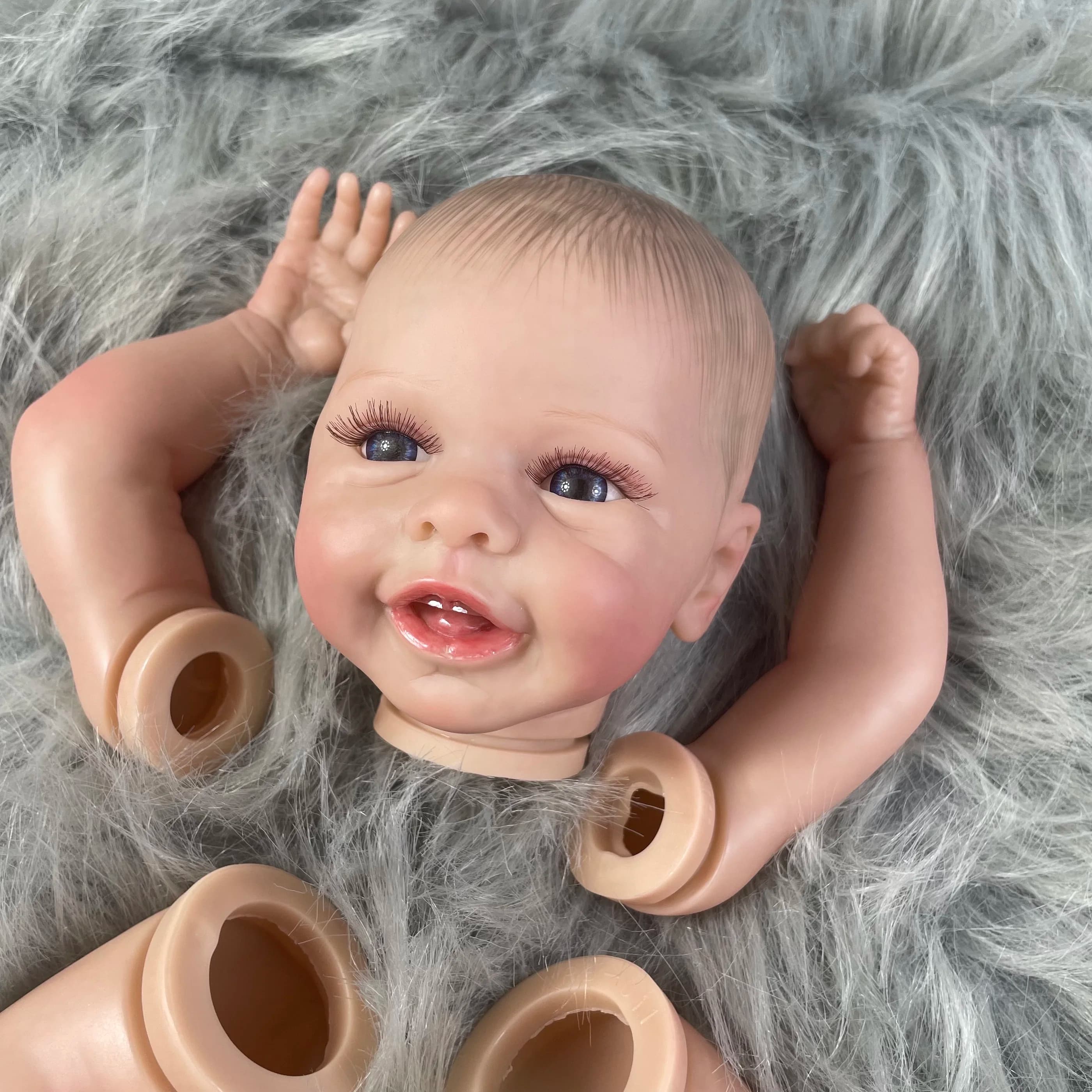 Kit bambola Reborn dipinta con finitura da 17 pollici Blossom 3D Skin venature visibili parti della bambola con ciglia e bambola con corpo in tessuto