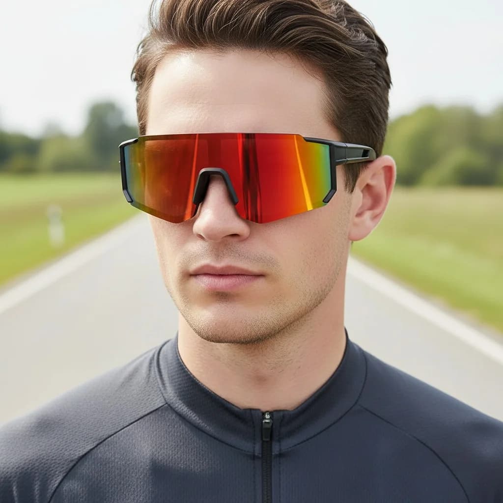 Occhiali da sci da uomo con montatura grande Occhiali di tendenza alla moda per lo sport Sci Ciclismo e protezione solare 1060