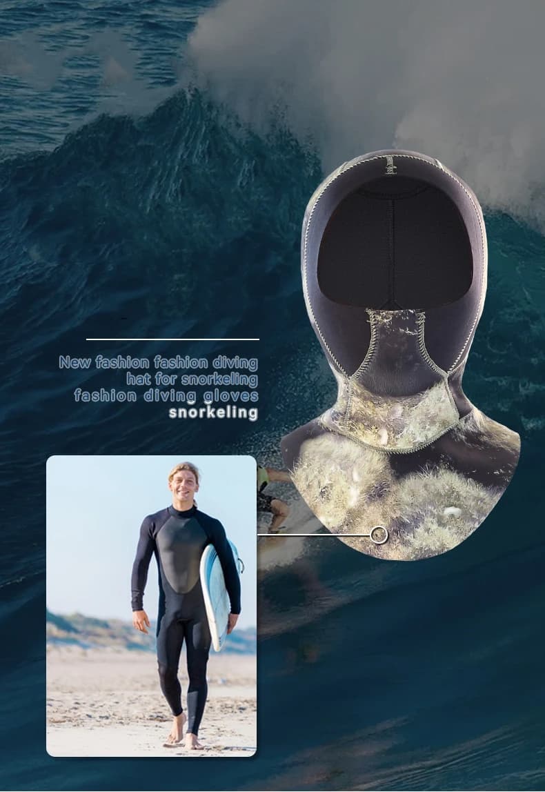 2MM Camo Neoprene UnderWater Hunting Snorkeling Diving Cap Scuba Outdoor pesca subacquea Beach Swim Hat kayak surf BathingCap