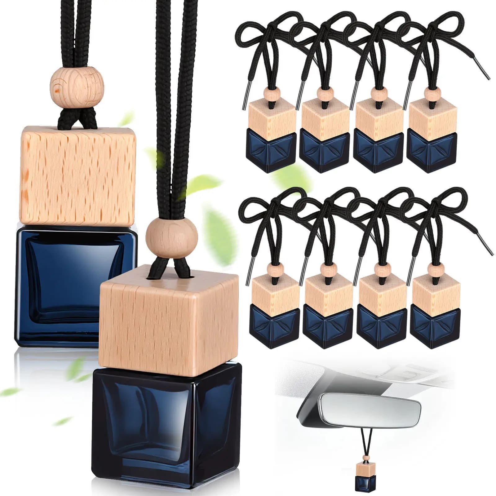 10 Pieces Pendants Glass Bottle for Auto, Vacuum, For Deodorant, Hanging, Auto Accessories, Aromatherapy Gift for Mirror Retrovisore