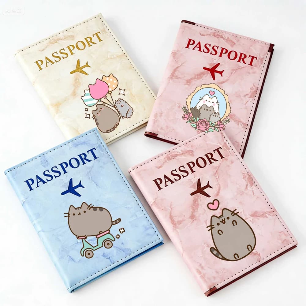 Porta Passaporto Pusheen per Accessori da Viaggio, Custodia Porta Passaporto, Accessorio da Viaggio, Porta Documenti, Regalo di Compleanno