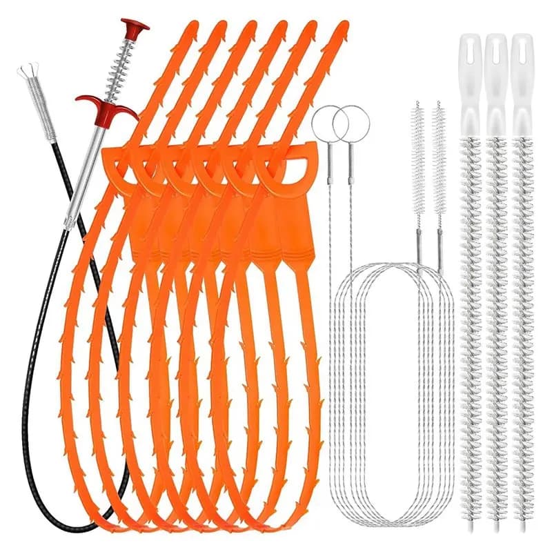 Kit di pulizia per scarichi ABBP, strumento per la rimozione dei capelli da 25 pollici e spazzole flessibili per vasca da bagno, WC, lavello della cucina e fognature