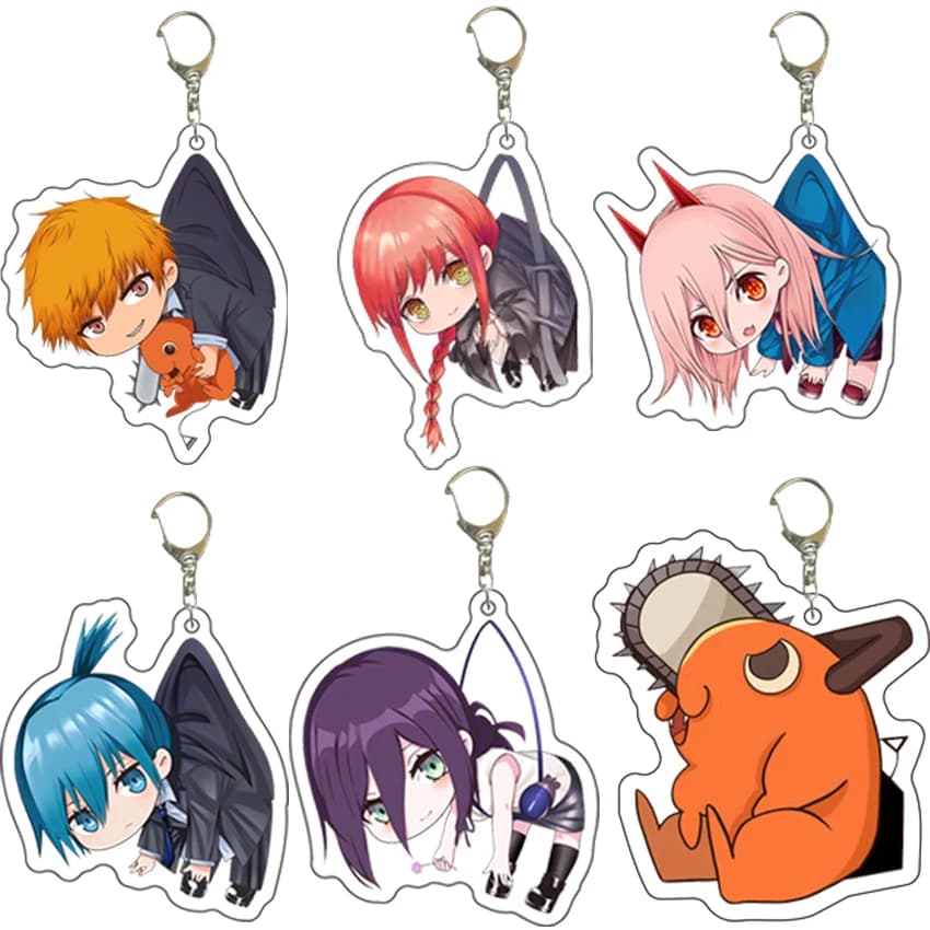55MM Anime Chainsaw Man Figure Denji Makima Hayakawa Aki Power Pochita Acrylic Keychain Cute Gifts