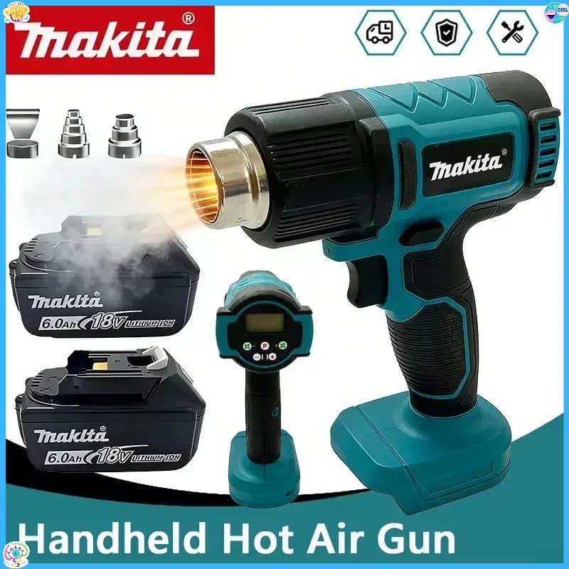 Pistola Termica a Batteria Makita 18V 550 ° Pistola ad Aria Calda Portatile con Display LED, Strumento di Saldatura e Soffiatore Termico