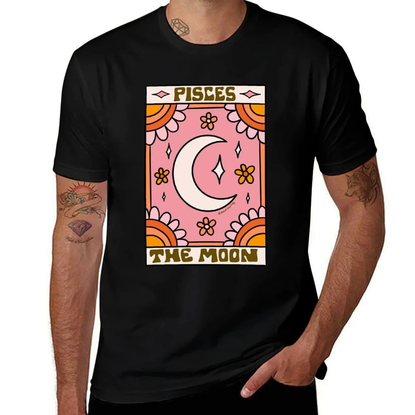 T-shirt con carta dei Tarocchi dei Pesci, maglietta estiva leggera e casual