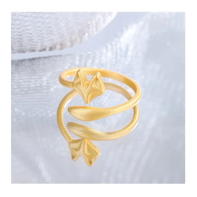 Anello con Volpe in Stile Coreano, Design Semplice e alla Moda, Anello Opaco con Volpe, Anello Animale Carino