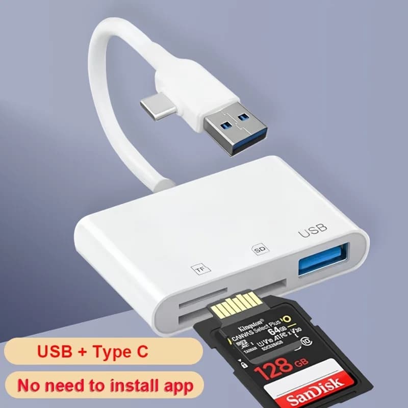 Adattatore OTG 3in2 Type-C Lettore di Schede di Memoria TF SD per Macbook Huawei Samsung Xiaomi
