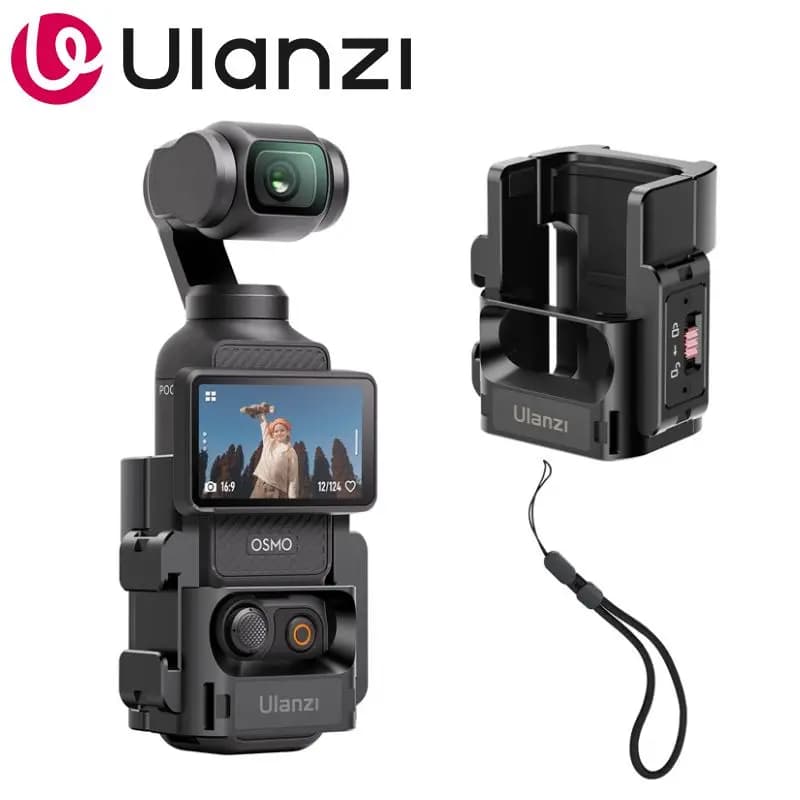 Adattatore di espansione Ulanzi PK-06 Pocket 3 con attacco a sgancio rapido multi-interfaccia e blocco di sicurezza per riprese POV in viaggio e vlog.