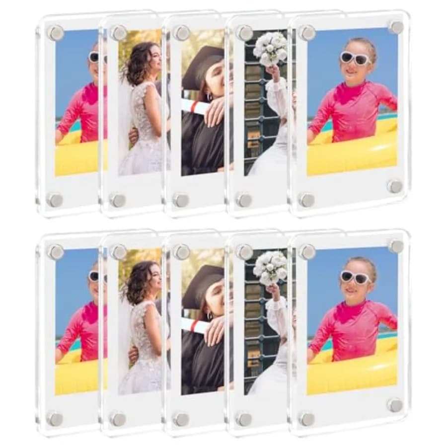 Magnetic Photo Frames for Refrigerator, Inch Acrylic Fridge Magnets for Fujifilm Instax Mini Photos, Clear Magnetic Picture Fra