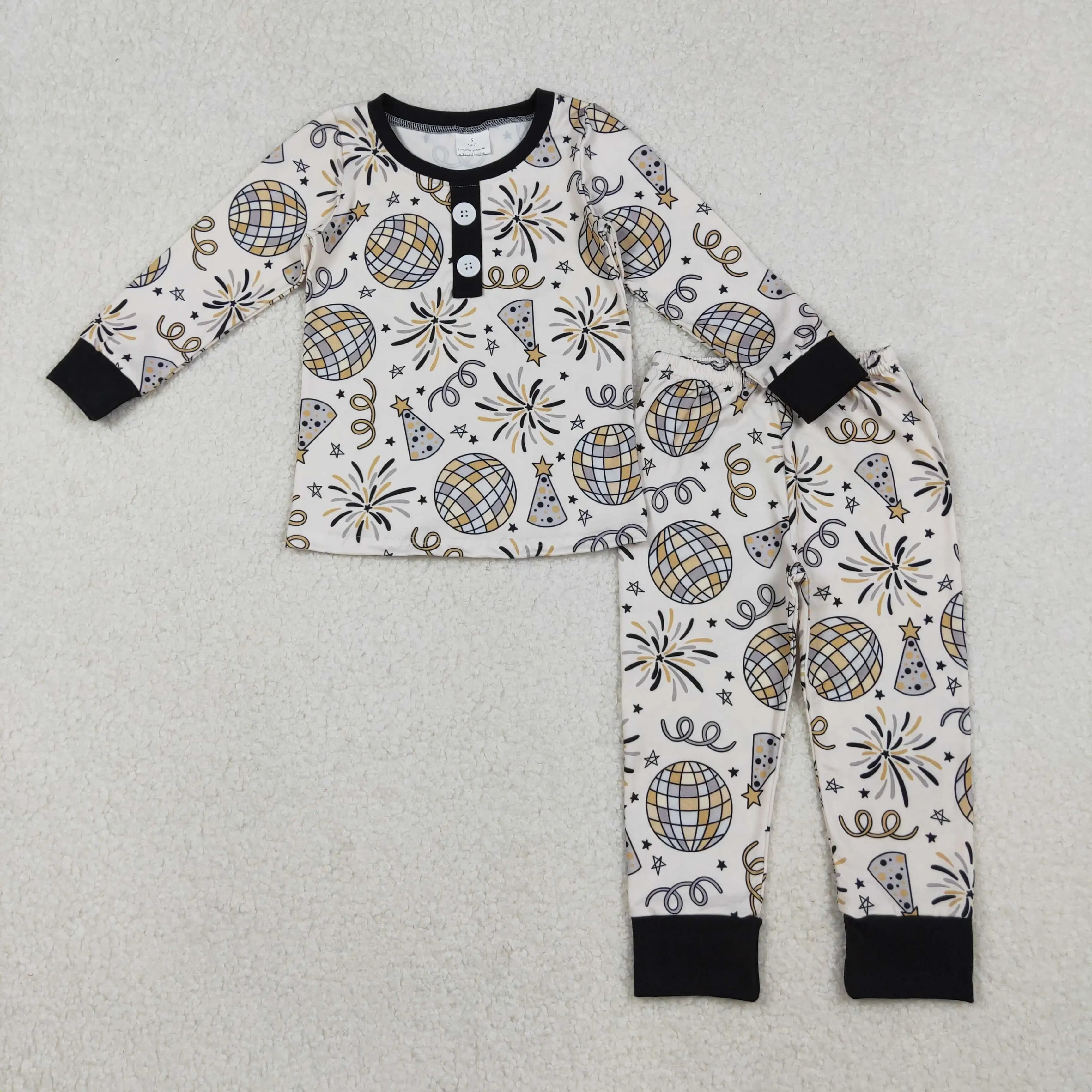 X10.16 Set pigiama pantaloni lunghi rosa a maniche lunghe con motivo fiocco regalo Babbo Natale per neonate invernali all'ingrosso
