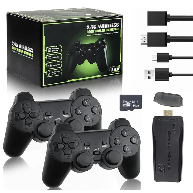 Stick di Gioco Retrò M8 con 9 Simulatori per Rivedere Giochi Classici, Controller Wireless con Oltre 20000 Giochi, Compatibile con TV HDMI 64GB