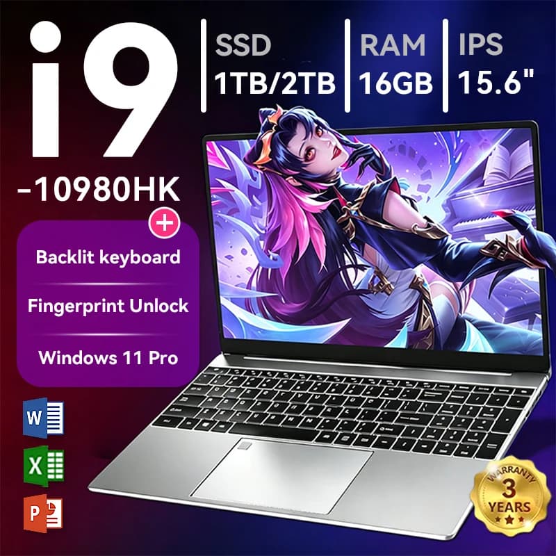 2026 ACEKAMAS 15.6' Gaming Laptop Intel Core I9 10980HK IPS 4K Gamer Computer 16GB DDR4 1TB SSD M.2 Windows 11 Pro Notebook PC