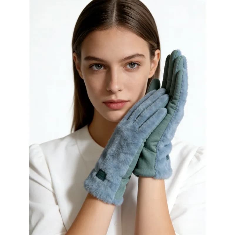 Guanti di peluche per il calore, guanti a dita intere da donna, guanti da guida touch screen, guanti alla moda in pelle scamosciata e resistenti al freddo