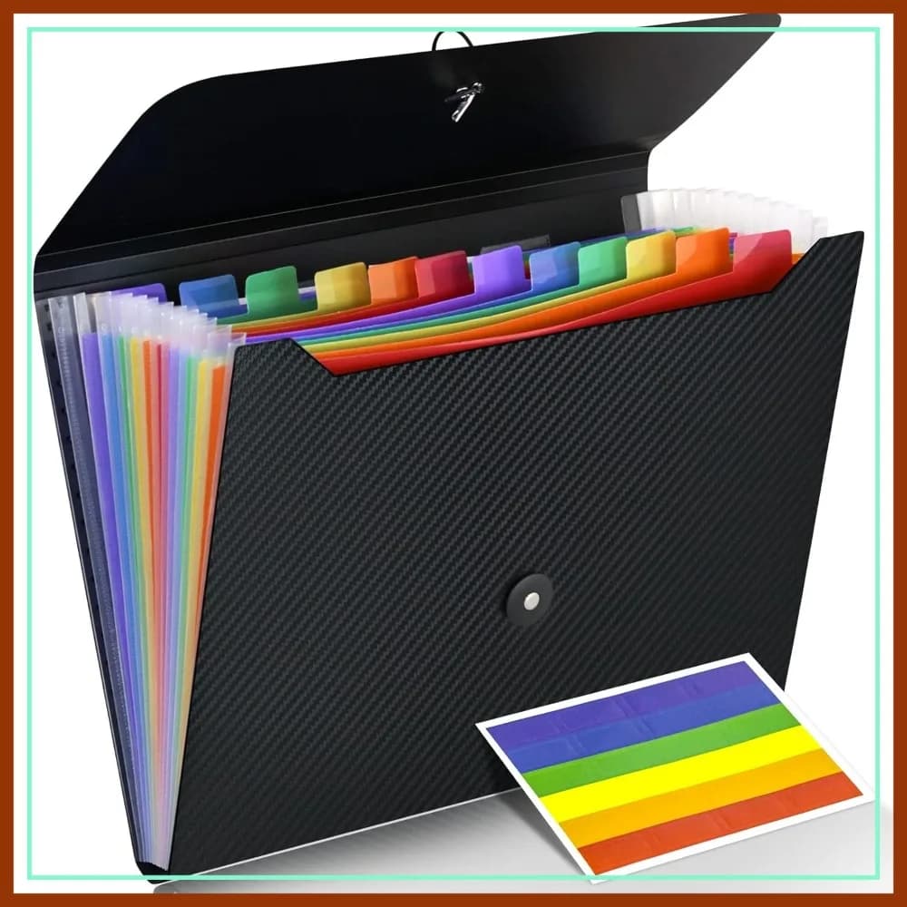 Organizzatore di documenti a 13 tasche, cartella espandibile formato A4/Letter per documenti, casa, ufficio, viaggi