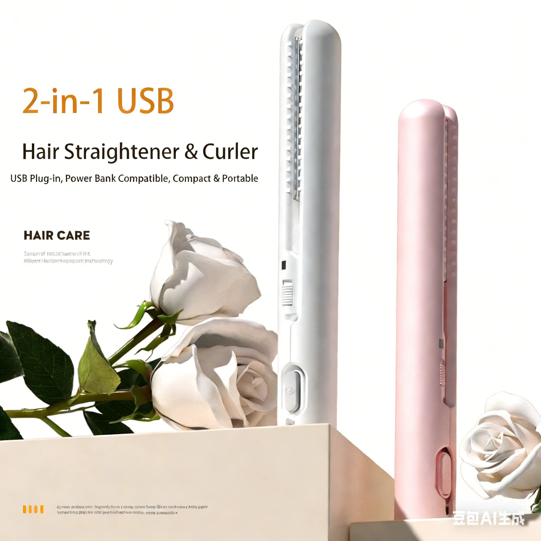 Iron curlers and plate for USB maize 2 in 1 small and portable for student dorms, suitable for fringe