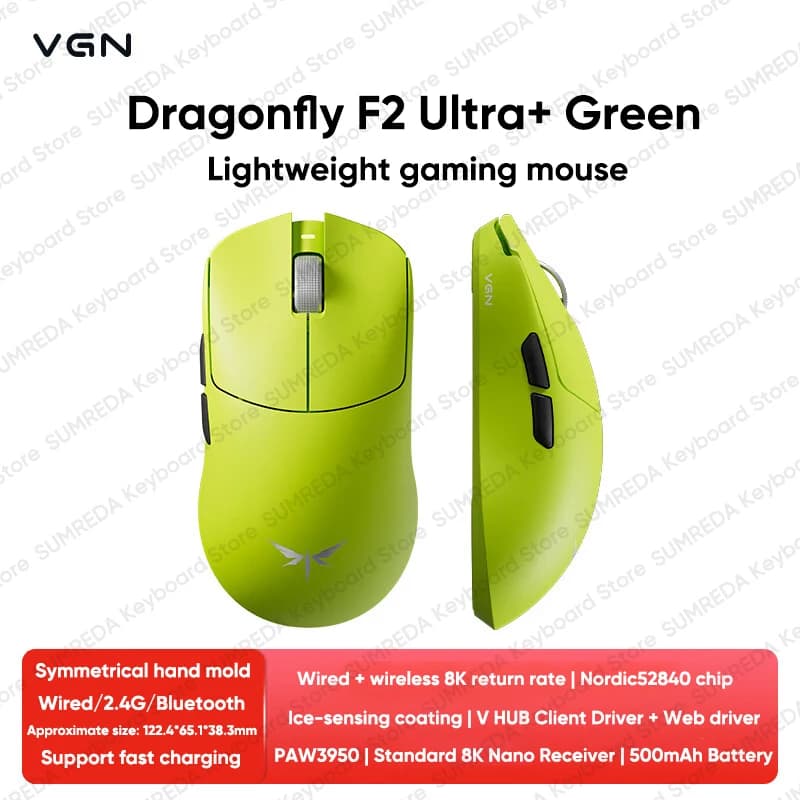 VGN Dragonfly F2 Promax Ultra PAW3950 PAW3395 Mouse da gioco wireless 8K BT 2.4G Mouse da gioco FPS cablato per accessorio PC portatile