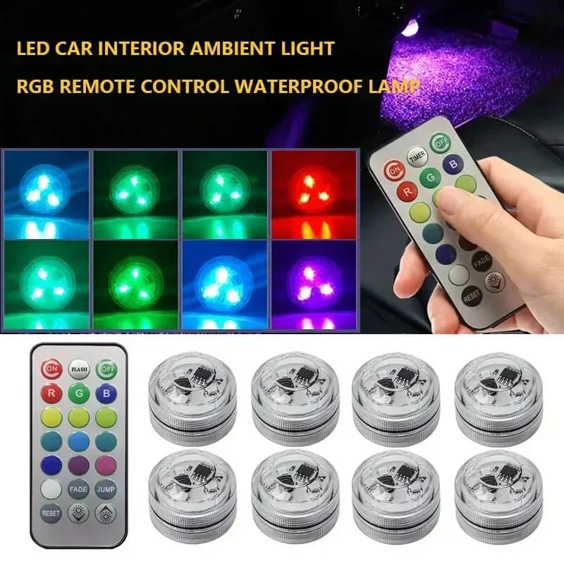 LED Car Interior Environmental Light Decoration Wireless Wall decal Bicycletail Car Roof Atmosphere Lamp Underwater lights with diamonds