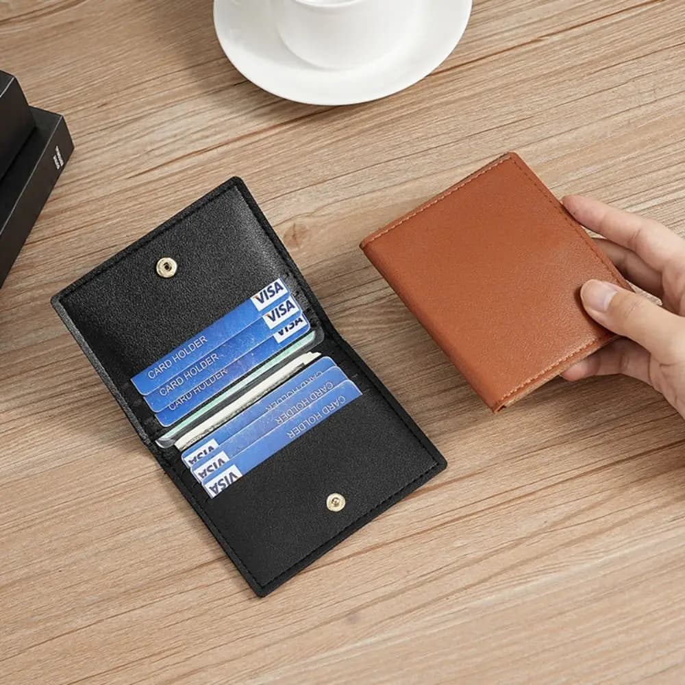 Fashion Ultra-thin Card Holder PU Leather Solid Color Credit Card Bag Multi Card Slot Wallet Women Men