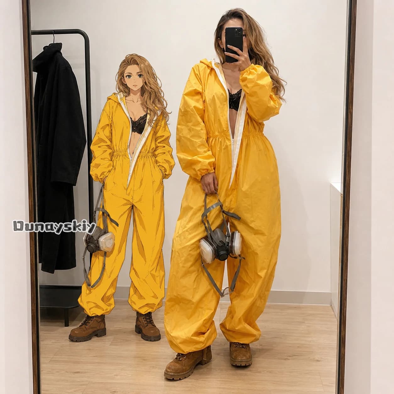 Halloween Cosplay Breaking Bad Hazmat Suit Full Zip Hooded Jumpsuit Costume Yellow Radiation Sign Protective Coverall Party