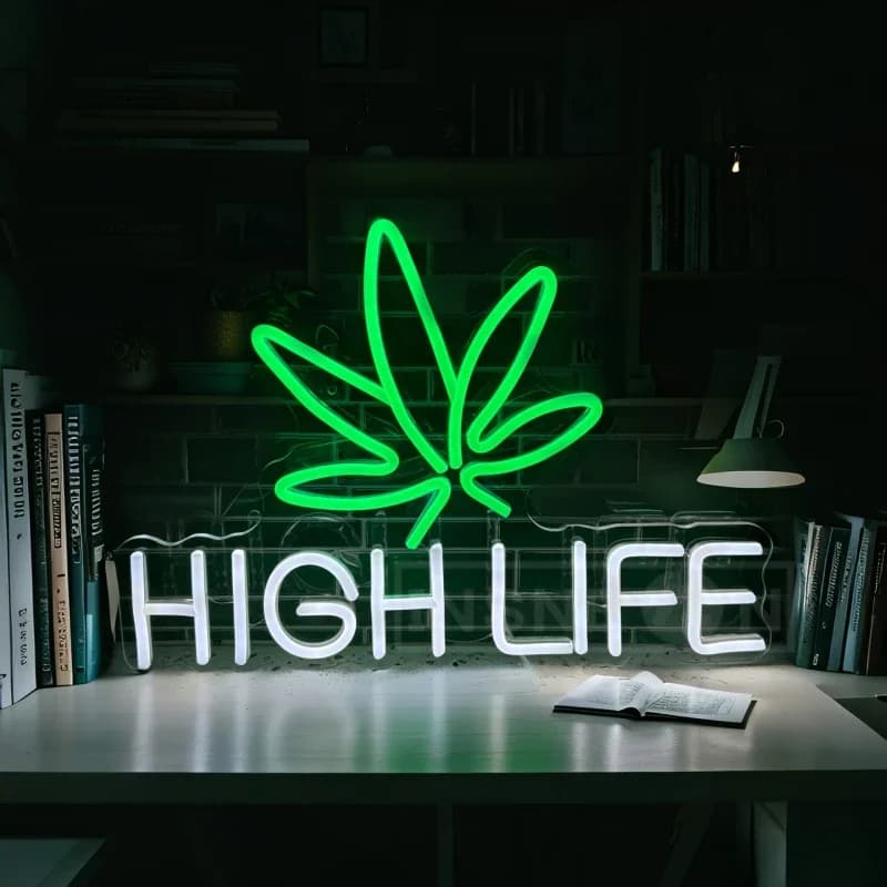 Insegna LED Neon High Life Alimentata USB, Decorazione da Parete con Interruttore, Multiuso per Camera da Letto, Bar, Caffetteria, Sala Giochi, Nessuna Batteria Richiesta